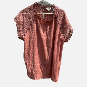 Pink Flutter Sleeve Ruffled Blouse